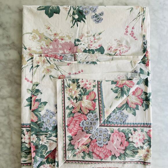 Wamsutta Twin Vintage Flat Sheet Floral Rose Print - Picture 1 of 5